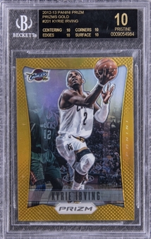 2012-13 Panini Prizm "Prizms Gold" #201 Kyrie Irving Rookie Card (#02/10) - Irvings Jersey Number! - BGS PRISTINE/Black Label 10 "1 of 1!"